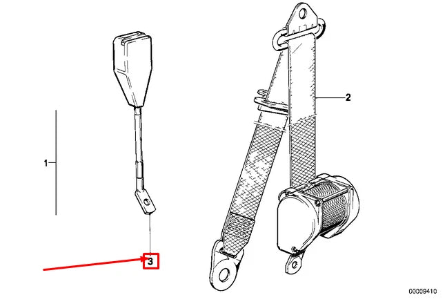NEW BMW 5 E28 FRONT SAFETY BELT LOWER STRAP 72111941557 1941557 ORIGINAL