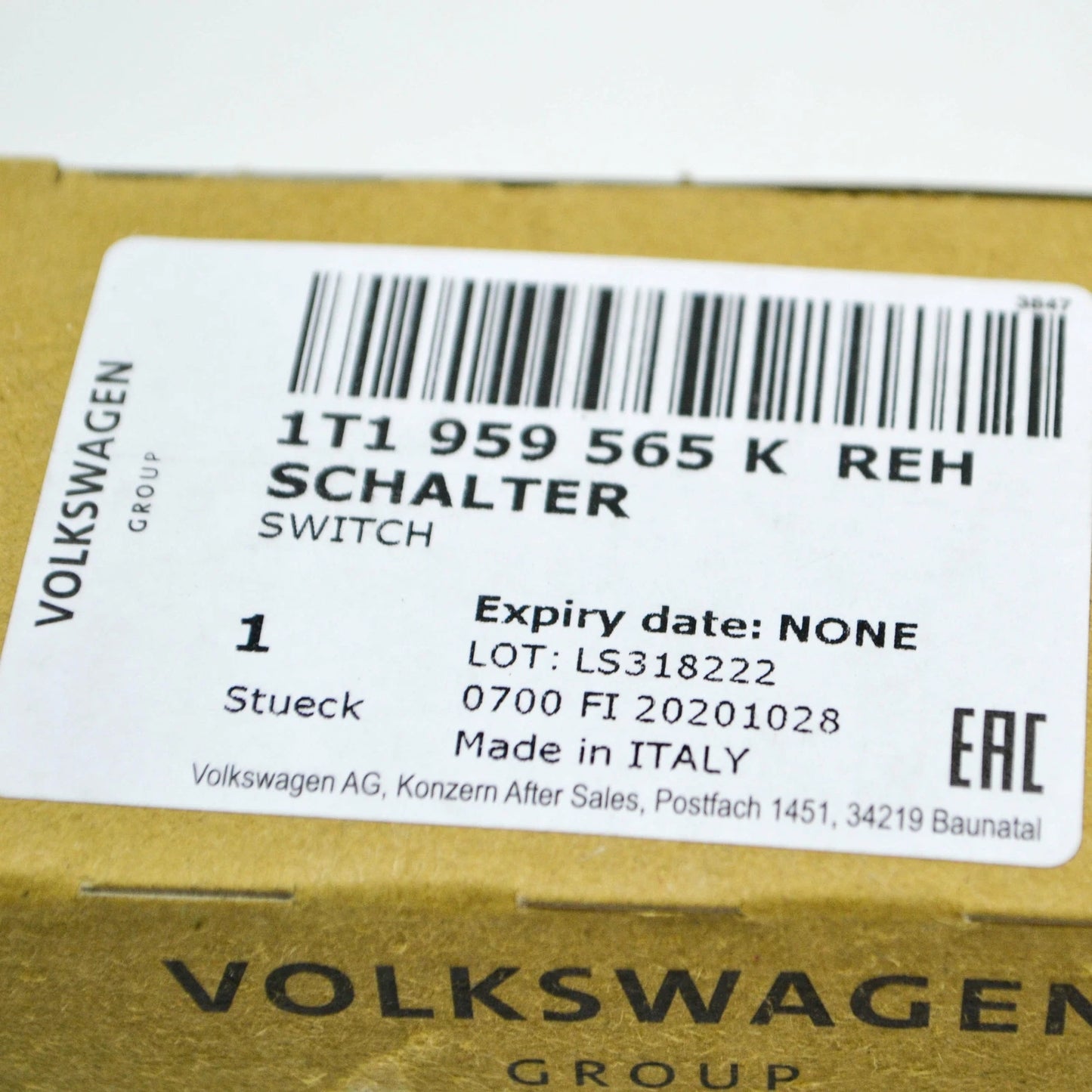 NEW VW TOURAN 1T FRONT LEFT DOOR MIRROR SWITCH LHD 1T1959565KREH