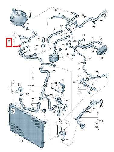 NEW VOLKSWAGEN JETTA MK4 1K5 ENGINE COOLING HOSE 3C0122101EN