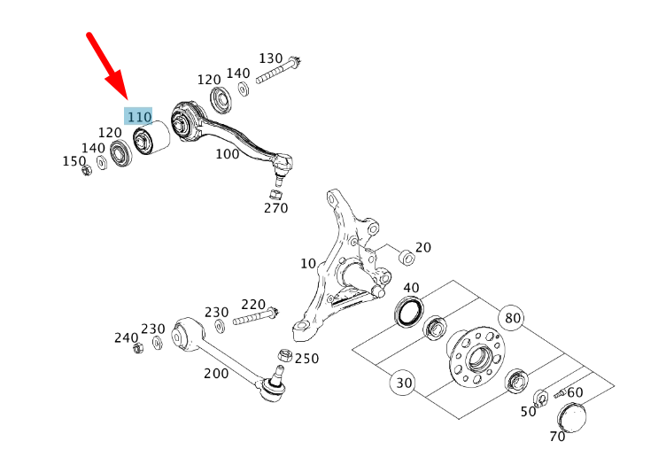new mb slk r172 amg front suspension control arm bushing a211333111464 original