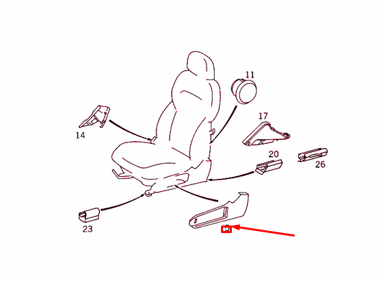 NEW MB CLK C208 FRONT LEFT SEAT ADJUSTMENT COVER LHD A20891807307D43 ORIGINAL