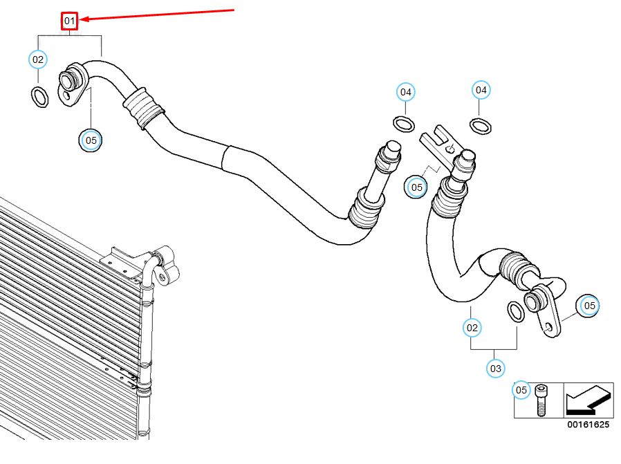 new bmw 5 e60 engine oil cooler flow pipe 17227560979 original