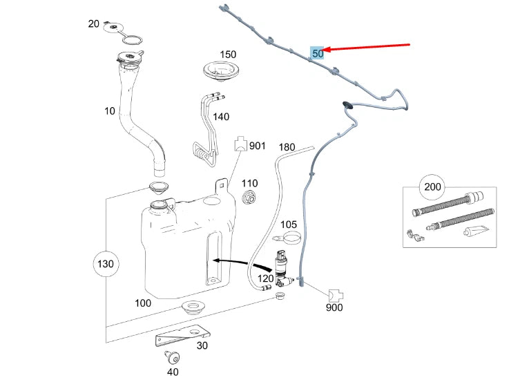 NEW MERCEDES-BENZ VITO W447 WINDSHIELD WIPER HOSE LINE A4478607000 ORIGINAL