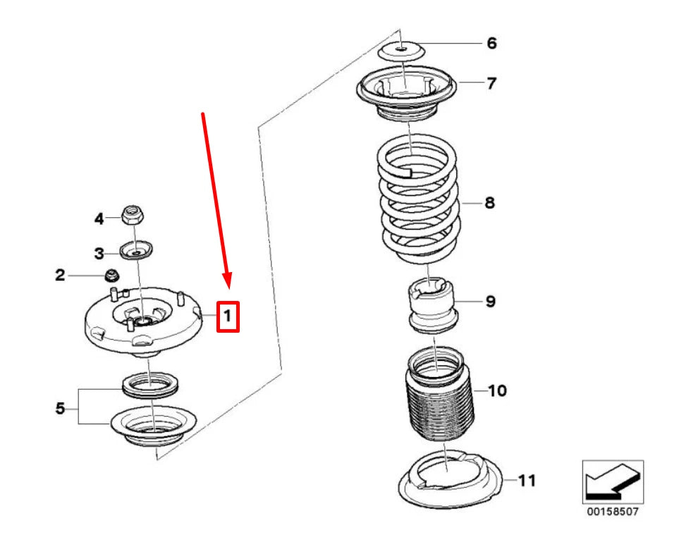 NEW BMW Z4 COUPE E86 FRONT STRUT MOUNT 31308040203 8040203 ORIGINAL