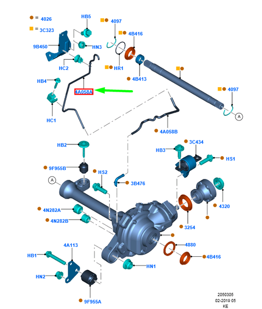 new ford ranger t6 mk1 front axle case hose assy 5347079 eb3g-3n226-db original