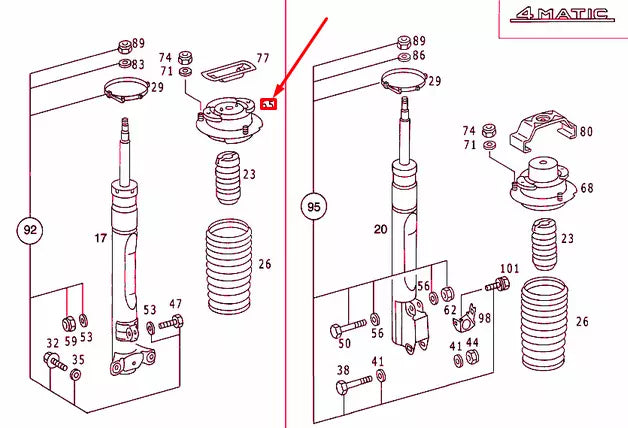 NEW MERCEDES-BENZ E W124 FRONT STRUT RUBBER MOUNTING A1243201444 ORIGINAL