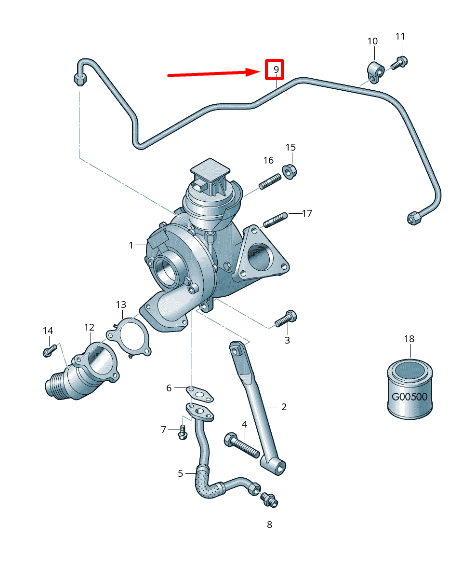 new audi a4 avant b8 turbocharger oil feed pipe 03l145771as original