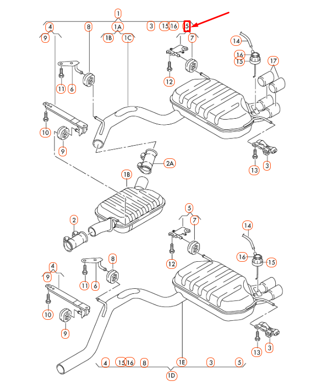 NEW AUDI A3 8P EXHAUST SYSTEM BRACKET REAR 1K0253144AS ORIGINAL