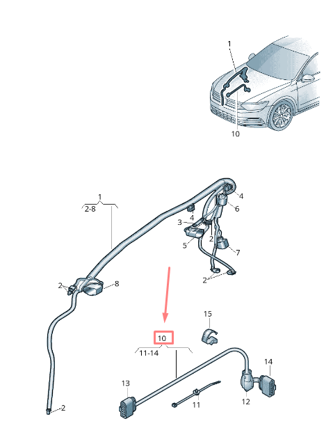 NEW VOLKSWAGEN ARTEON 3H7 EXHAUST FLAP CABLE HARNESS 3Q0971068 ORIGINAL