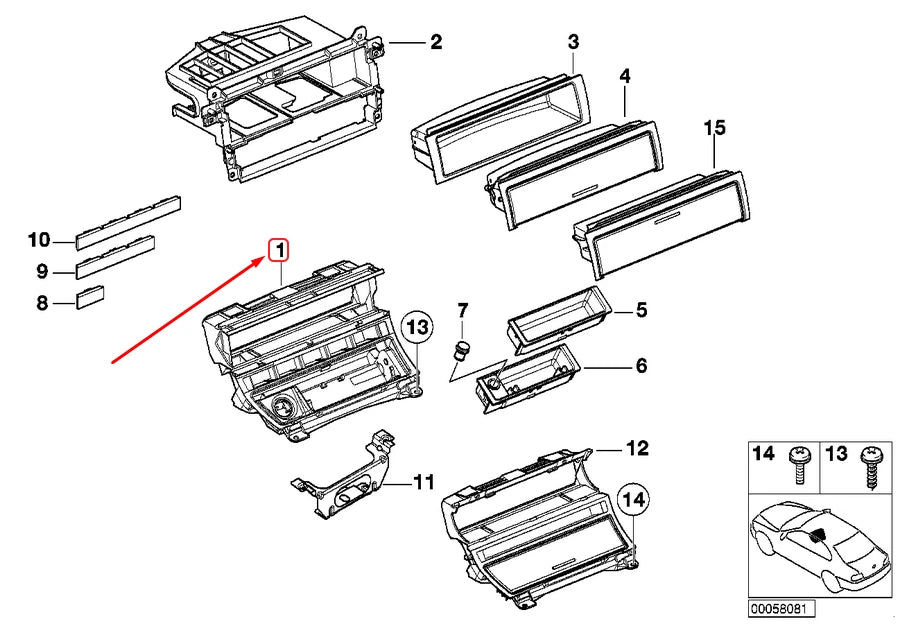 NEW BMW 3 E46 STORING PARTITION CARRIER 51168205378 ORIGINAL