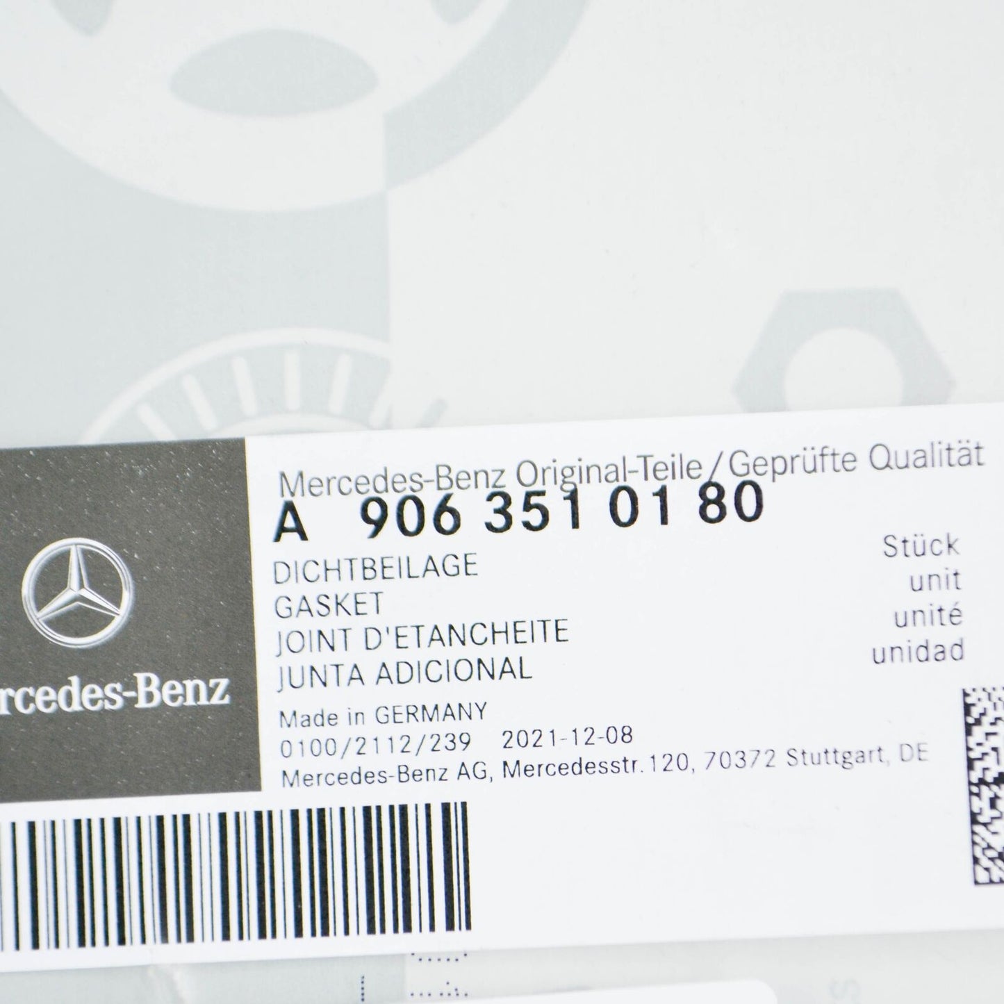 NEW MB SPRINTER W906 REAR COVER TO AXLE HOUSING GASKET A9063510180 ORIGINAL