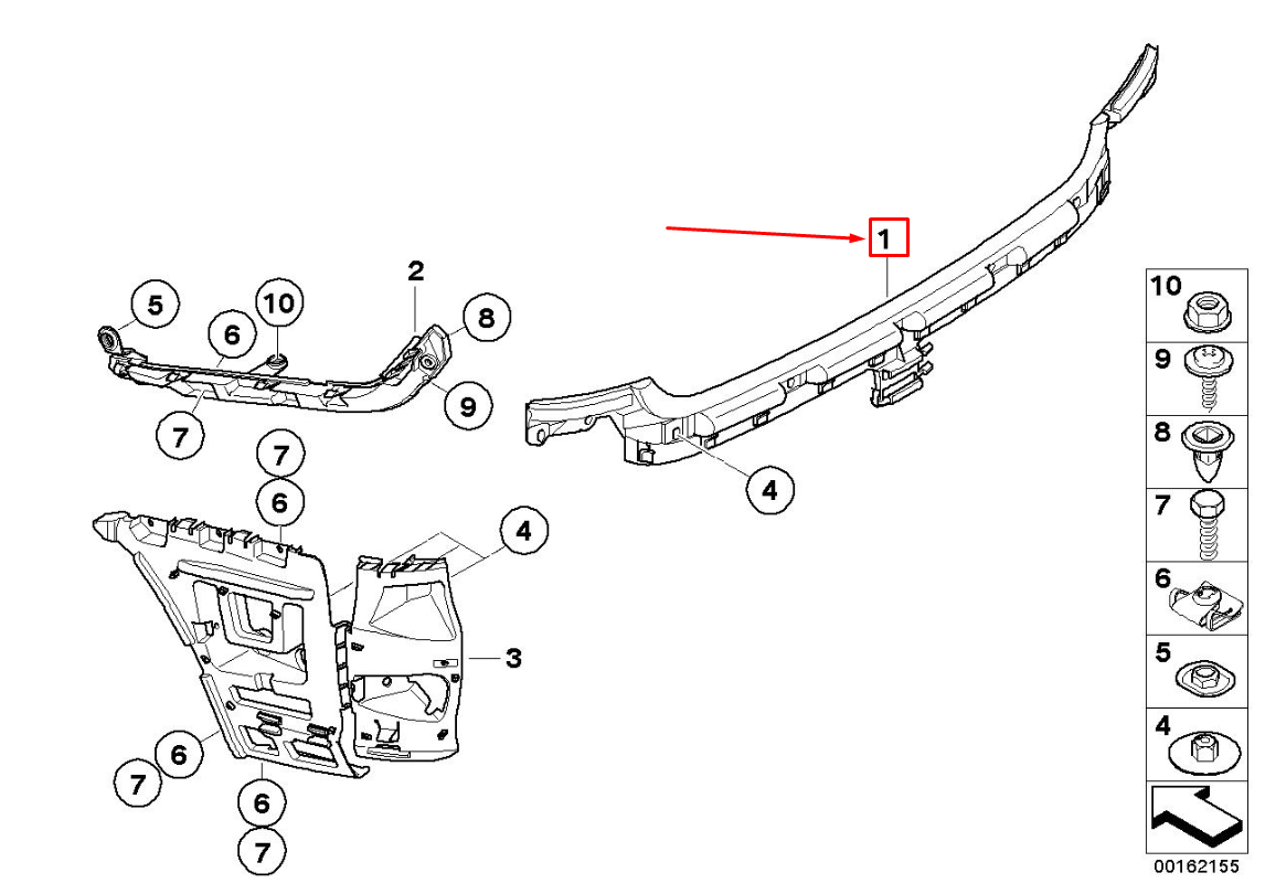 new bmw 1 e81 rear bumper centre guide bracket 51127058521 7058521 original