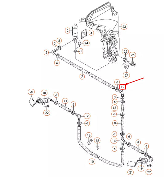 NEW AUDI A6 C6 HEADLIGHT WASHER SYSTEM CONNECTING PART 1J0955665E ORIGINAL