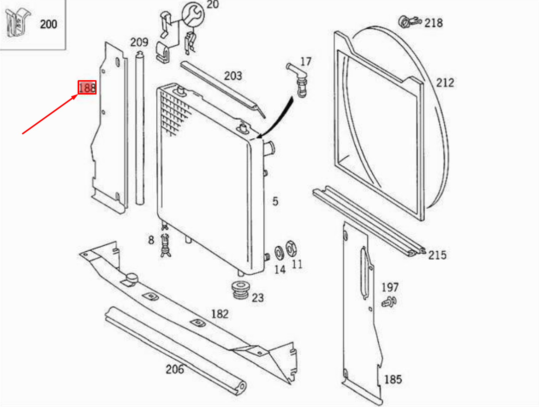NEW MERCEDES-BENZ E-CLASS W124 LEFT AIR CONDITIONER COVERING A1245052888