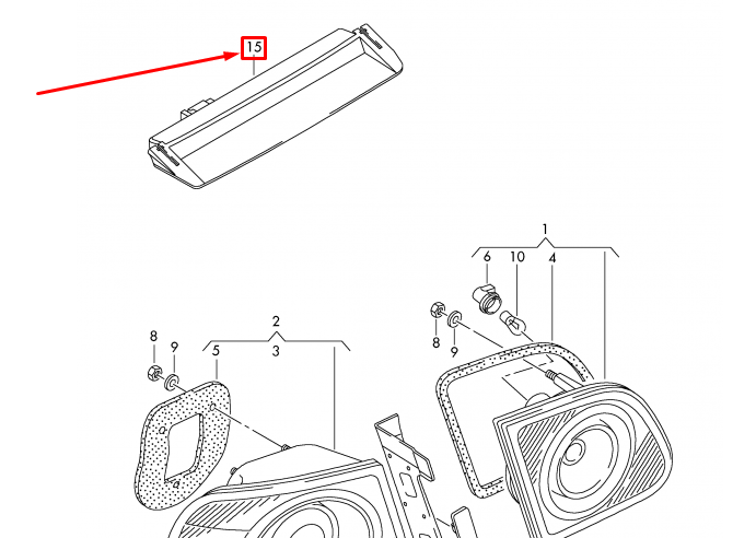 NEW VOLKSWAGEN TIGUAN MK1 HIGH MOUNT 3RD THIRD BRAKE LIGHT 5N0945097 ORIGINAL