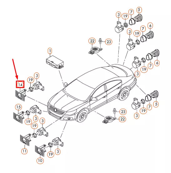 NEW VW PASSAT CC FRONT RIGHT ULTRASOUND SENSOR RETAINER 3C8919494 ORIGINAL
