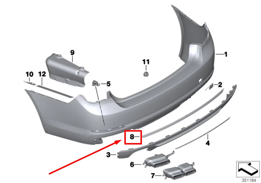NEW BMW 7 F01, F02 REAR BUMPER CHROME STRIP MOULDING 51127301239 7301239