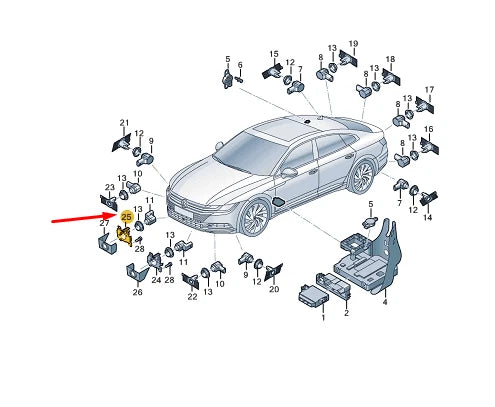 NEW VW ARTEON FRONT CENTER RIGHT PARKTRONIC HOLDER 3G8919494A ORIGINAL