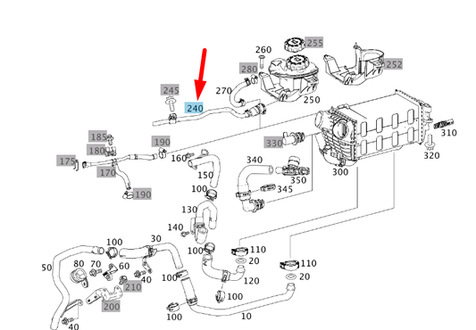 new mercedes-benz ml w166 water reservoir coolant line a2782030103 original