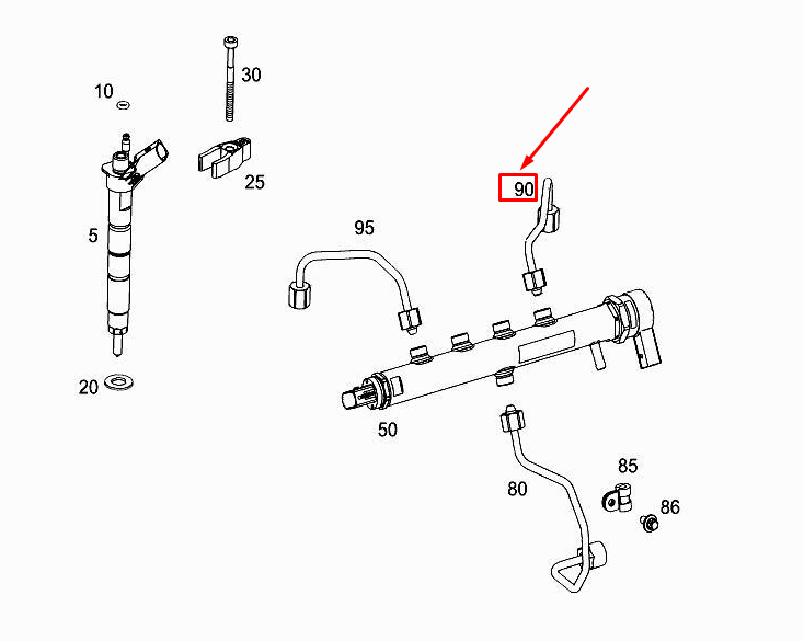 new mercedes-benz gle w167 fuel pressure line a6540709000 original