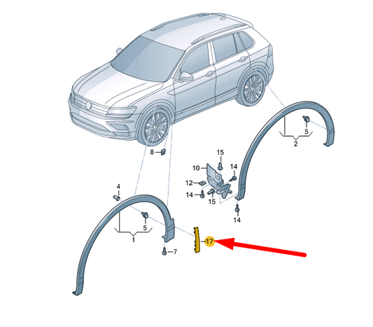 new vw tiguan allspace mk2 front left fender lining trim 5nn854959gru original
