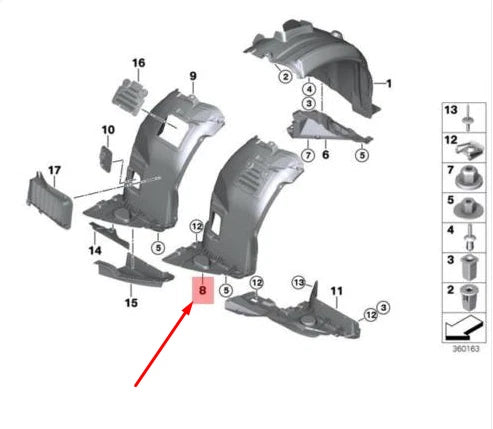 NEW BMW 3 COUPE E92 FRONT LEFT FENDER LINER SPLASH SHIELD 51717154415 ORIGINAL