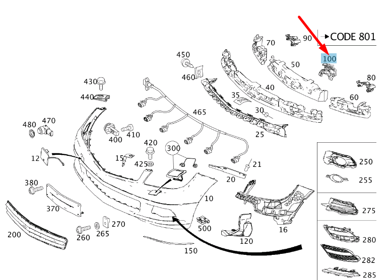 NEW MERCEDES-BENZ C W204 FRONT BUMPER PANEL LEFT STIFFENER A2048850016 ORIGINAL