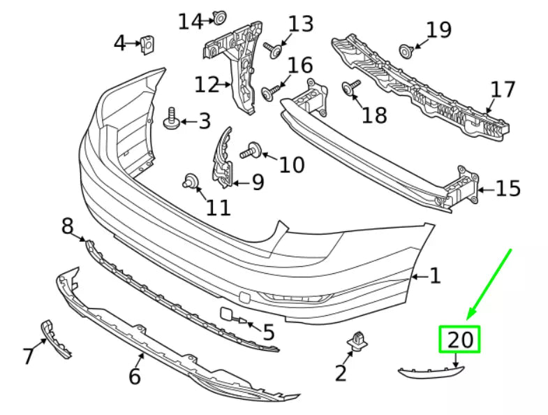 NEW VOLKSWAGEN JETTA MK7 REAR RIGHT BUMPER REFLECTOR 17A945106