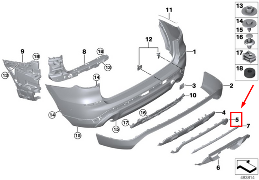 new bmw x3 g01 rear bumper lower trim 51127458877 7458877 original