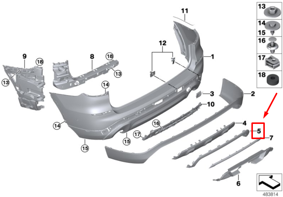 new bmw x3 g01 rear bumper lower trim 51127458877 7458877 original