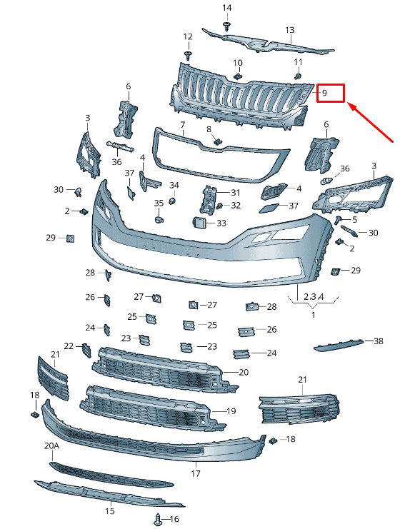 new skoda kodiaq ns radiator grille 565853653a 9b9 565853653a9b9 original