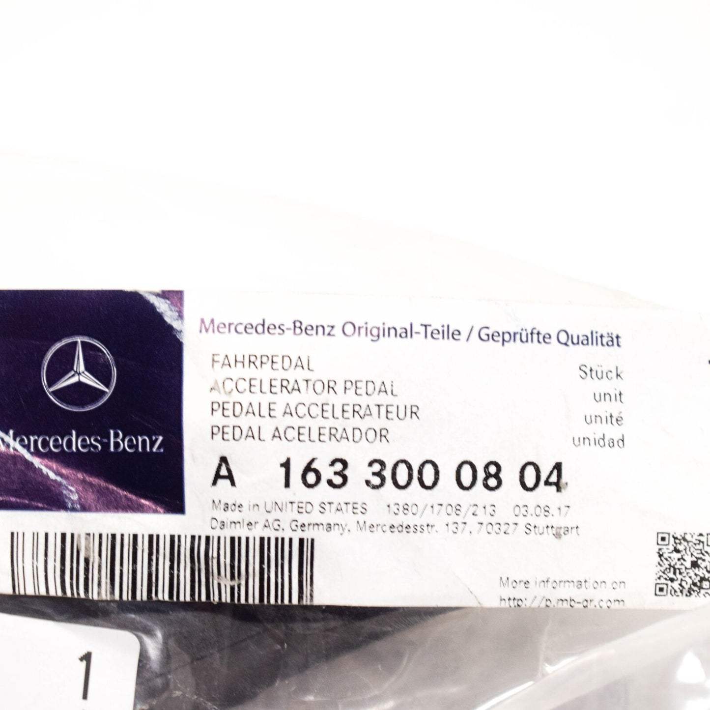 NEW MERCEDES-BENZ M-CLASS W163 ACCELERATOR PEDAL RHD A1633000804 ORIGINAL