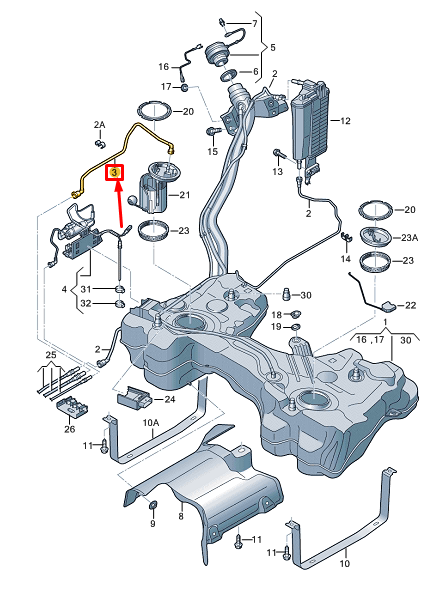 new vw golf cd mk8 fuel feed line 5wa201293e original