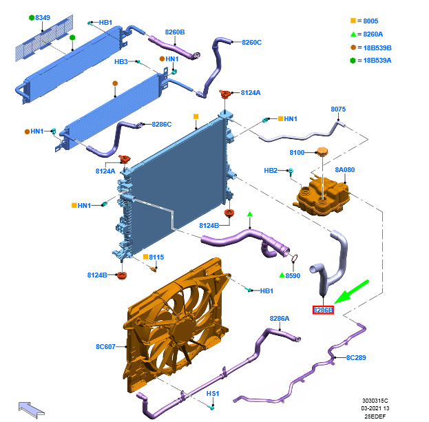 new ford kuga mk3 radiator hose assy 2421642 lx61-8286-hac original