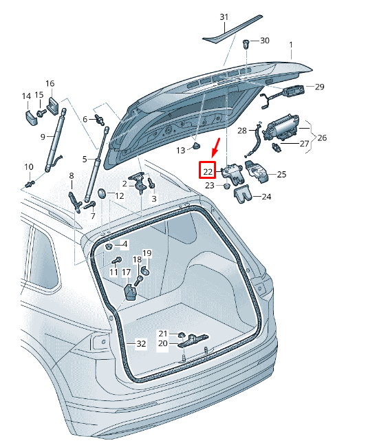 new skoda kodiaq ns rear lid lock with micro-switch 3v0827505c original