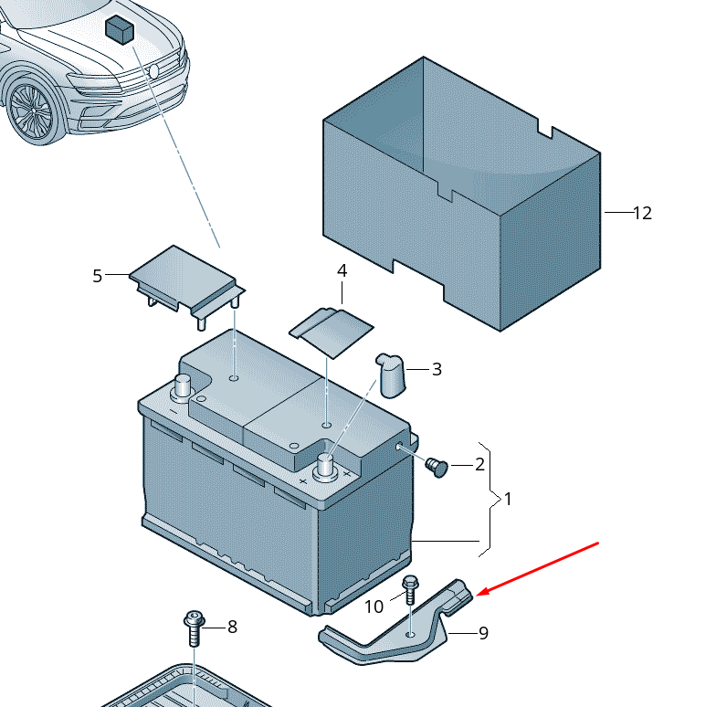 new volkswagen tiguan ad battery holder 5qf803219a original