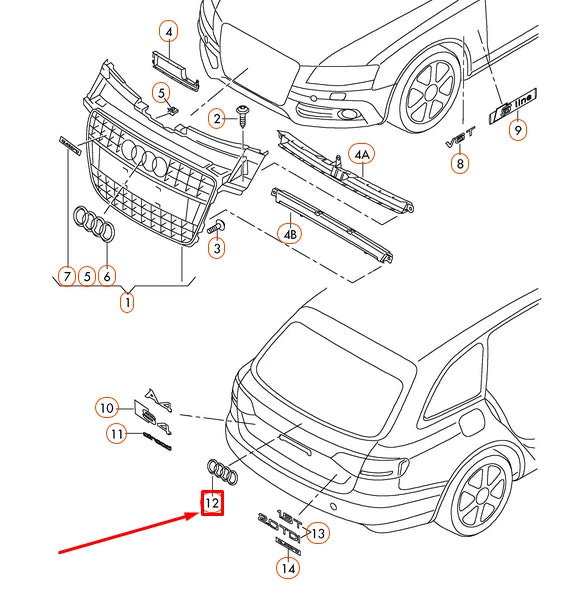 NEW AUDI A4 B8 REAR TRUNK LID EMBLEM LOGO BADGE 8K98537422ZZ