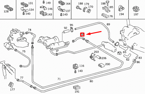 NEW MERCEDES-BENZ E W124 FUEL HOSE A1244700575 ORIGINAL