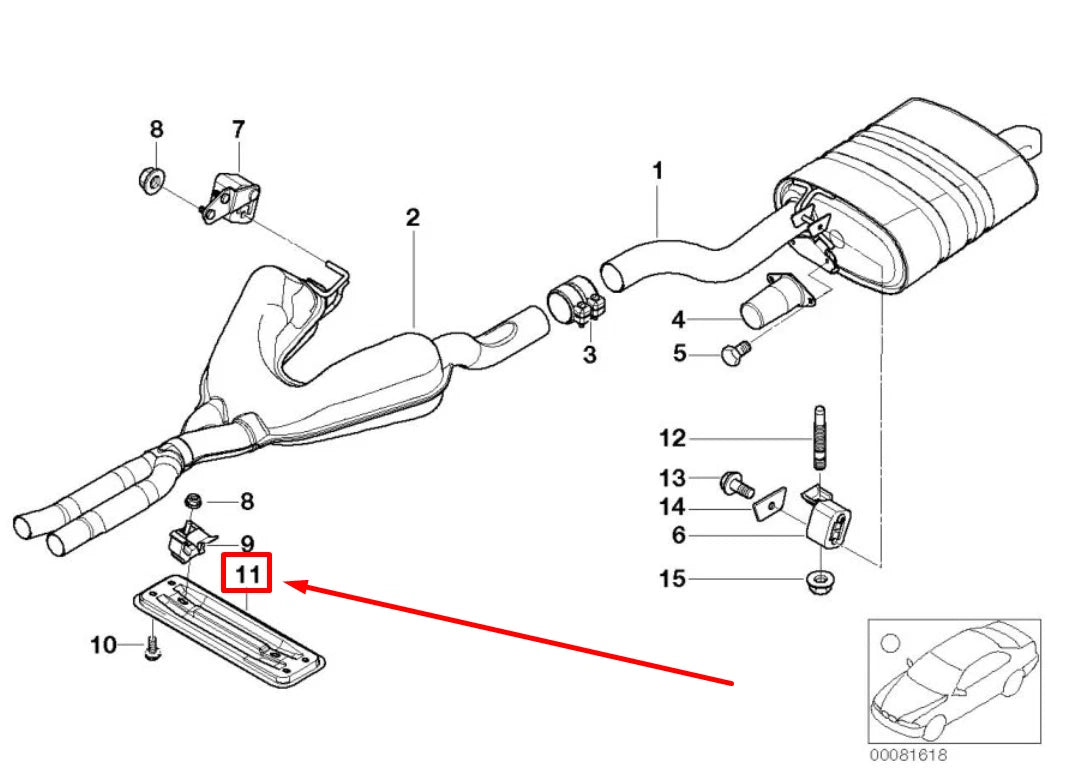 NEW BMW 5 E39 REAR EXHAUST CENTER SUPPORT 18211745300 1745300 ORIGINAL