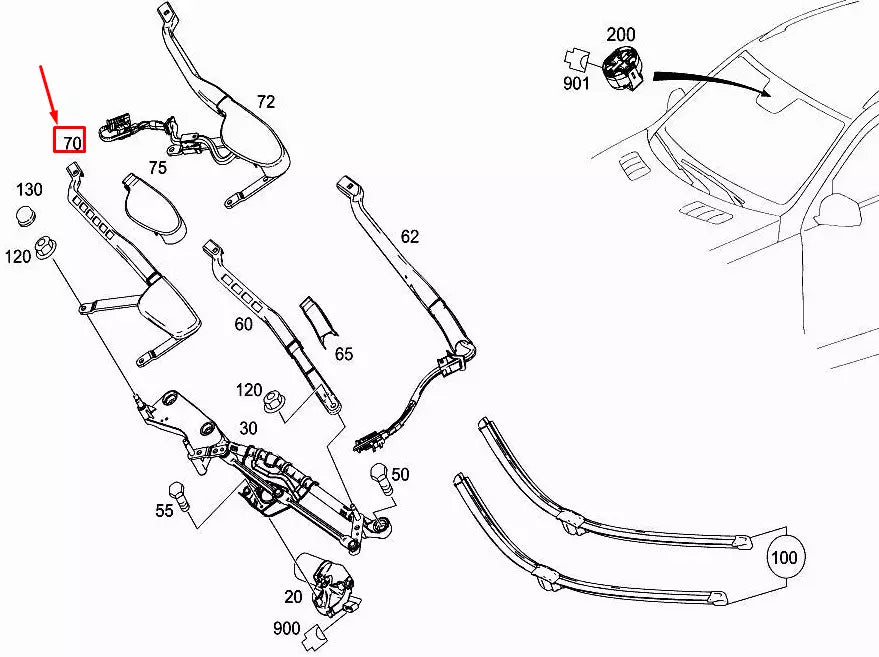 NEW MERCEDES-BENZ ML W166 FRONT RIGHT WIPER ARM RHD A1668201044 ORIGINAL