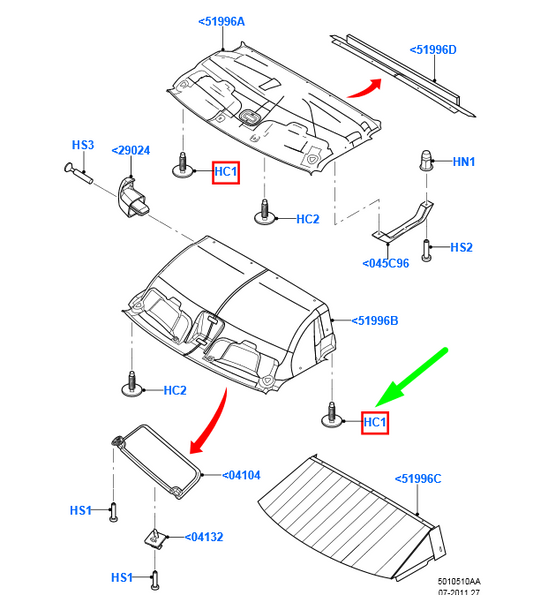 new ford transit mk3 headlining and sun visors retaining pin 1417996 original