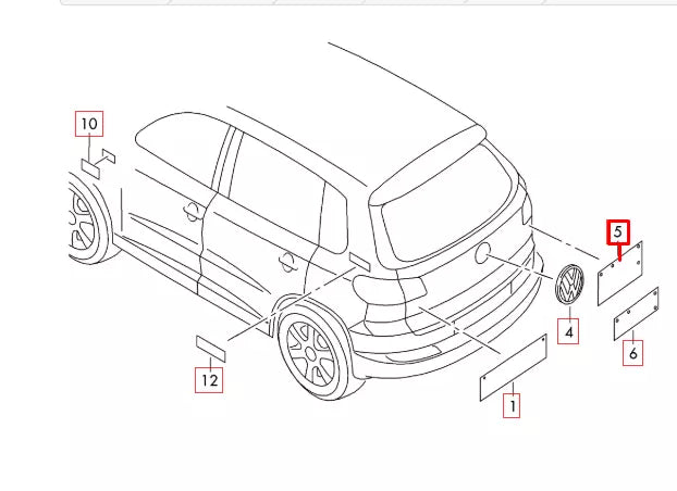 NEW VW TIGUAN 5N REAR TRUNK TSI BADGE EMBLEM 1Q0853675Q GQ F ORIGINAL