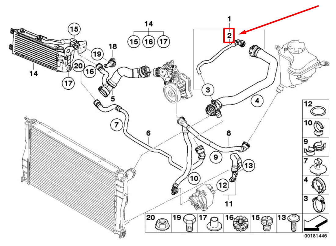 NEW BMW 3 E90 EXPANSION TANK HOSE 17127803838 7803838 ORIGINAL