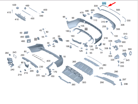 NEW MERCEDES-BENZ GLC X253 REAR RIGHT BUMPER MOLDING STRIP A2538851007 ORIGINAL