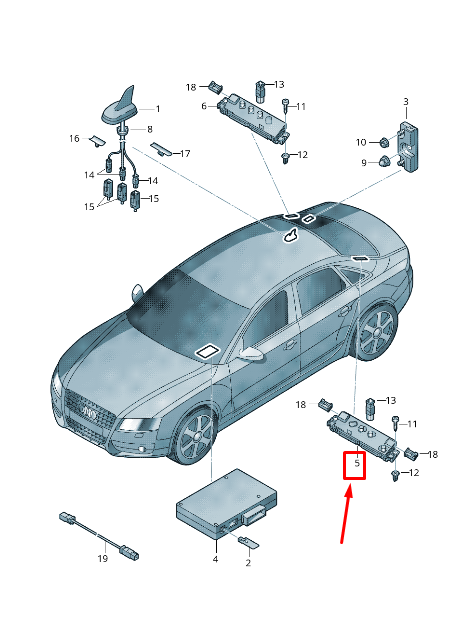 new audi a4 avant b8 left antenna amplifier 8k5035225aa original