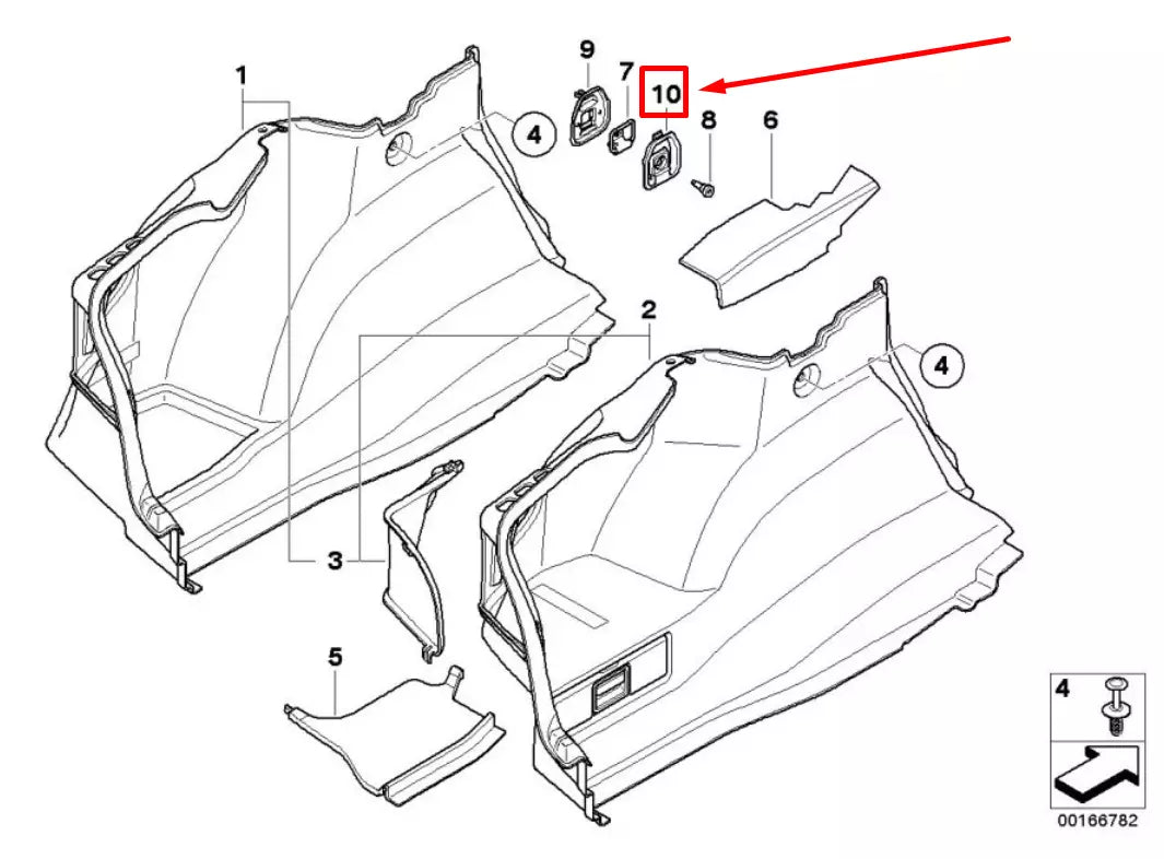 NEW BMW 3 E90 REAR LEFT TRUNK FASTENING LOOP COVER 7129652 51477129652 ORIGINAL