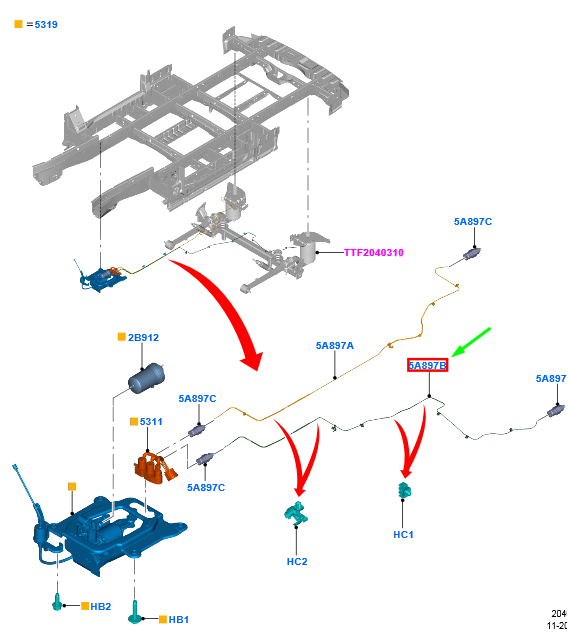 new ford transit custom mk1 air suspension left tube assy 2162686 original