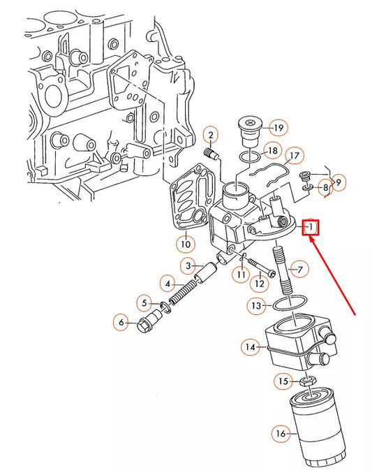 NEW VOLKSWAGEN BEETLE 9C OIL FILTER BRACKET 06A115405BP ORIGINAL