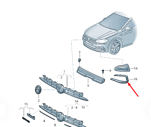 NEW VW POLO AW FRONT BUMPER RIGHT AIR VENT GRILLE TRIM 2G0853712041 ORIGINAL