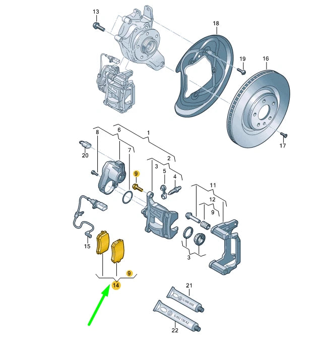 NEW AUDI A4 B9 REAR WHEEL BRAKE PADS SET 8W0698451BJ